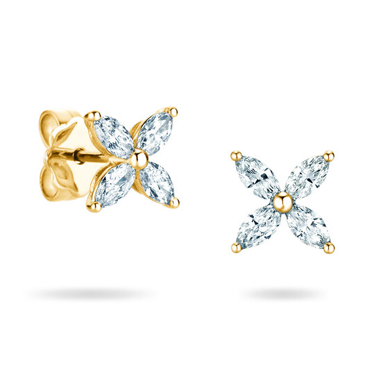 Oorbellen Flower Lab-grown diamant in 9K geelgoud met Lab-grown diamanten 0,64ct E/VS