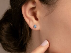 Oorbel Jolie in 14K witgoud met saffieren 0,50ct en diamanten 0,08ct