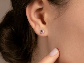 Oorbel Jolie in 14K witgoud met robijnen 0,50ct en diamanten 0,08ct