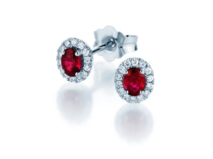 Oorbel Jolie in 14K witgoud met robijnen 0,50ct en diamanten 0,08ct