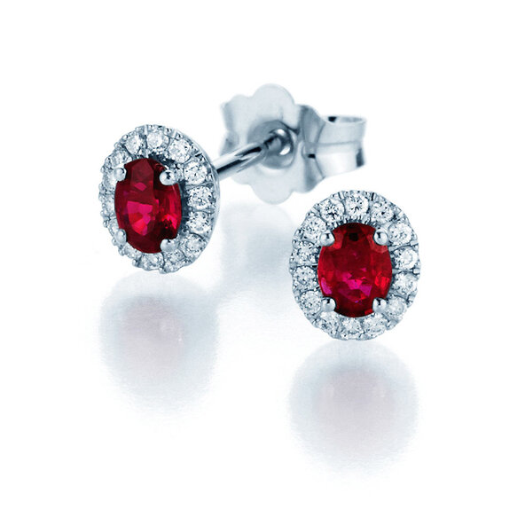 Oorbel Jolie in 14K witgoud met robijnen 0,50ct en diamanten 0,08ct