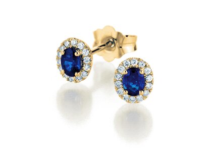 Oorbel Jolie in 14K geelgoud met saffieren 0,50ct en diamanten 0,08ct