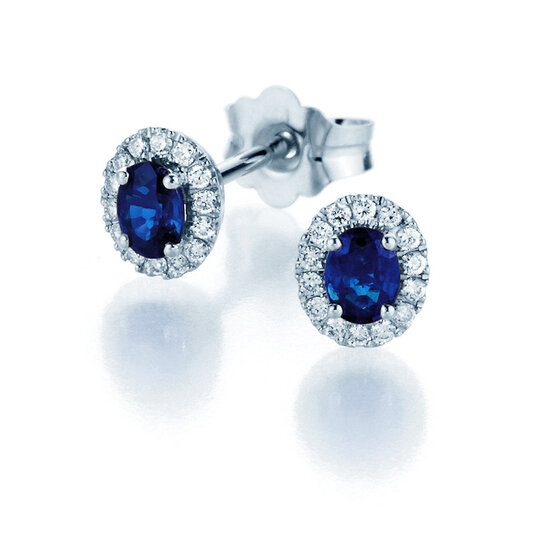 Oorbel Jolie in 14K witgoud met saffieren 0,50ct en diamanten 0,08ct