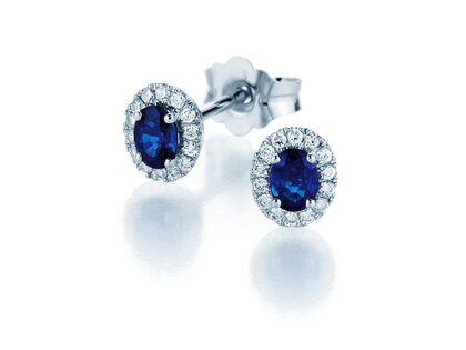Oorbel Jolie in 14K witgoud met saffieren 0,50ct en diamanten 0,08ct