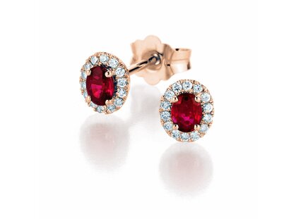 Oorbel Jolie in 14K roségoud met robijnen 0,50ct en diamanten 0,08ct