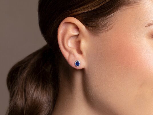 Oorbellen Windsor met gekleurde edelsteen en diamanten