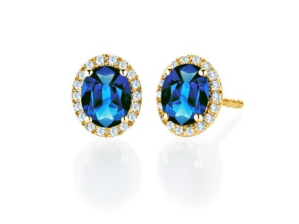 Windsor oorbellen in 14K geelgoud met saffieren 1,20ct en diamanten 0,10ct