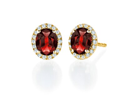 Windsor oorbellen in 14K geelgoud met robijnen 1,20ct en diamanten 0,10ct