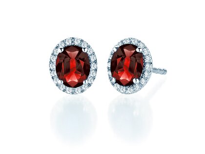 Windsor oorbellen in 14K witgoud met robijnen 1,20ct en diamanten 0,10ct