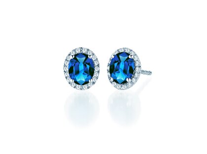 Oorbellen Windsor met gekleurde edelsteen en diamanten