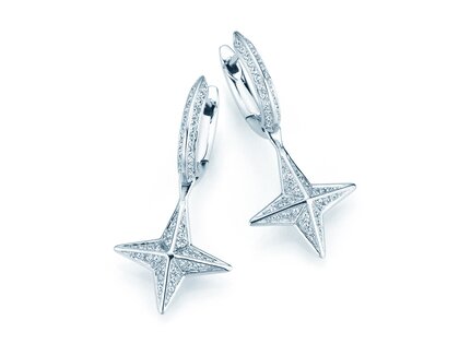Creolen Diamond Stars in 14K witgoud met diamanten 0,48ct G/SI