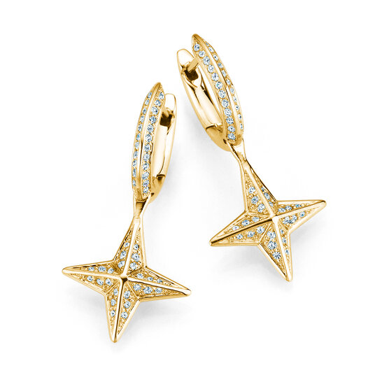 Creolen Diamond Stars in 14K geelgoud met diamanten 0,48ct G/SI