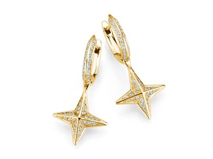 Creolen Diamond Stars in 14K geelgoud met diamanten 0,48ct G/SI