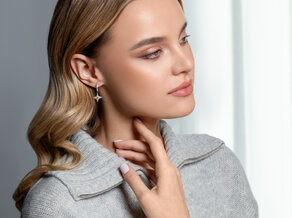Creolen Diamond Stars in 14K witgoud met diamanten 0,48ct G/SI