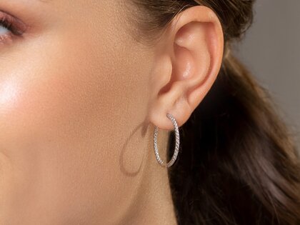 Creolen Diamond Hoops in 14K witgoud met diamanten 0,90ct G/SI