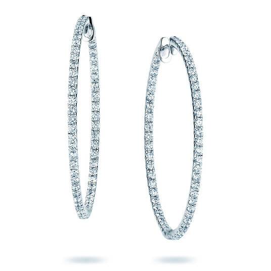 Creolen Diamond Hoops in 14K witgoud met diamanten 1,40ct G/SI