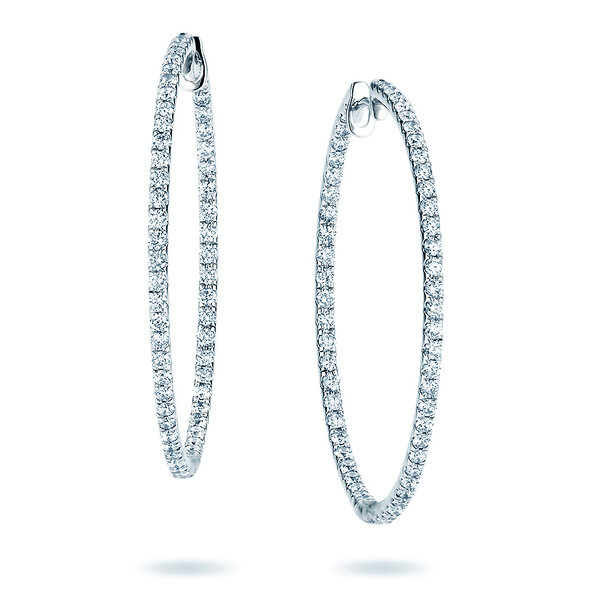 Creolen Diamond Hoops in 14K witgoud met diamanten 1,40ct G/SI