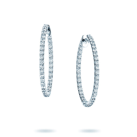 Creolen Diamond Hoops in 14K witgoud met diamanten 0,90ct G/SI