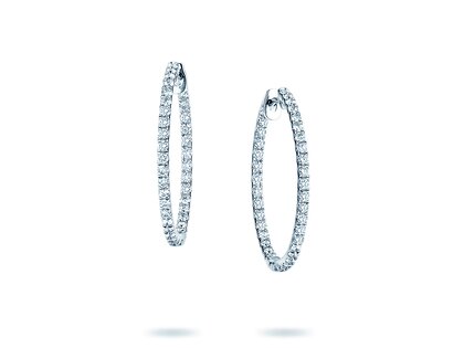 Creolen Diamond Hoops in 14K witgoud met diamanten 0,90ct G/SI