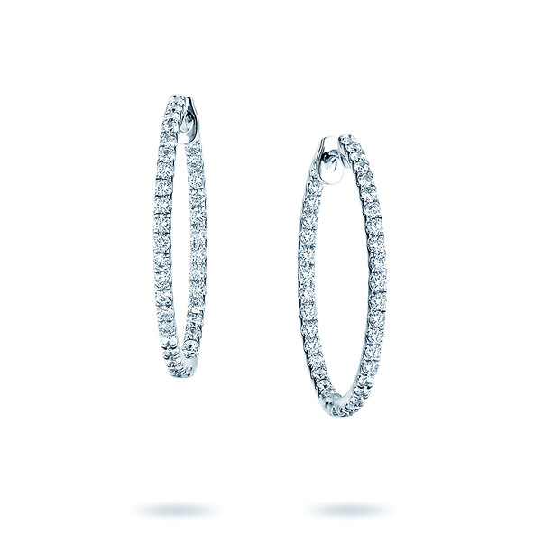 Creolen Diamond Hoops in 14K witgoud met diamanten 0,90ct G/SI