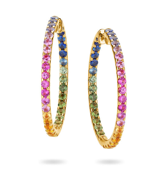 Creolen Rainbow Ombre in 14K geelgoud met saffieren 0,86ct