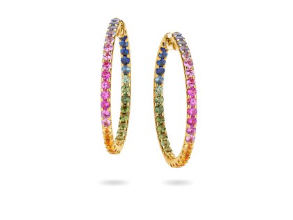 Creolen Rainbow Ombre in 14K geelgoud met saffieren 0,86ct