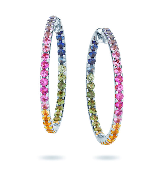 Creolen Rainbow Ombre in 14K witgoud met saffieren 0,86ct
