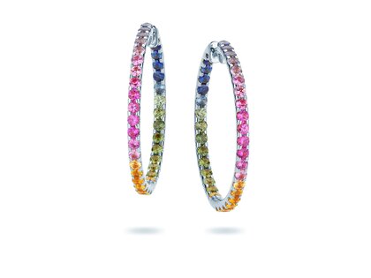 Creolen Rainbow Ombre in 14K witgoud met saffieren 0,86ct