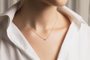Halsketting Leon in 14K witgoud met diamant 0,08ct G/SI 42cm