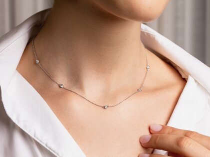Halsketting Leon in 14K geelgoud met diamanten 0,25ct G/SI 42cm