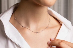 Halsketting Leon in 14K geelgoud met diamanten 0,25ct G/SI 42cm