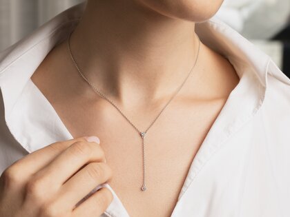 Halsketing Leon Y in 14K witgoud met diamanten 0,06ct G/SI