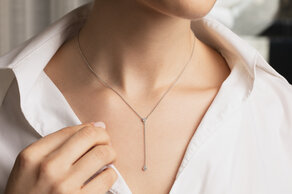 Halsketing Leon Y in 14K witgoud met diamanten 0,06ct G/SI