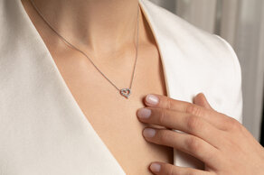 Hanger Heart Diamonds in 14K witgoud met diamanten 0,26ct G/SI, 42cm 1,1mm