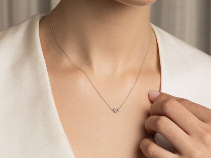 Hanger Heart Petite in 14K geelgoud met diamanten 0,06ct G/SI, 42cm 1,1mm