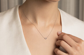 Hanger Heart Petite in 14K geelgoud met diamanten 0,06ct G/SI, 42cm 1,1mm
