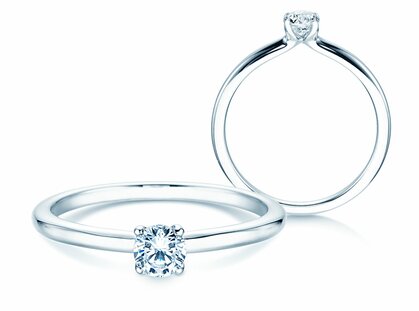 Verlovingsring Classic 4 in 18K witgoud met diamant 0,25ct H/SI