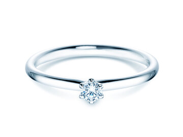 Verlovingsring Classic 6 in 18K witgoud met diamant 0,10ct