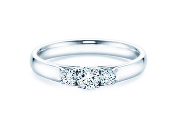 Verlovingsring 3 Stones in 14K witgoud met diamanten 0,11ct