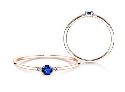 Verlovingsring Glory Petite in 14K roségoud met saffier 0,08ct en diamanten 0,02ct