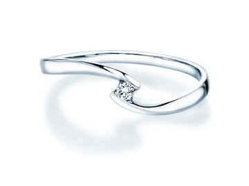 Verlovingsring Twist Petite in 14K witgoud met diamant 0,04ct