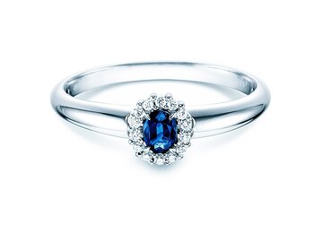Verlovingsring Jolie in 14K witgoud met saffier 0,25ct en diamanten 0,06ct