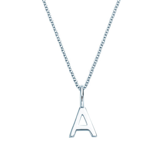 Letterhanger Classic A in 14K witgoud gepolijst