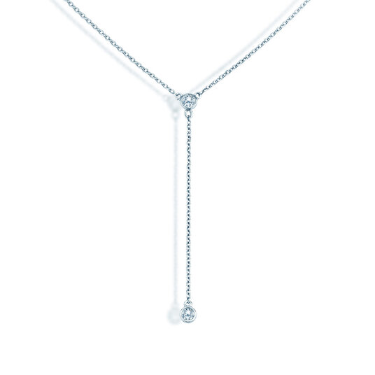 Halsketing Leon Y in 14K witgoud met diamanten 0,06ct G/SI