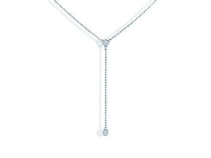 Halsketing Leon Y in 14K witgoud met diamanten 0,06ct G/SI