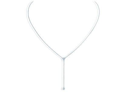 Halsketing Leon Y in 14K witgoud met diamanten 0,06ct G/SI