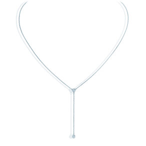 Halsketing Leon Y in 14K witgoud met diamanten 0,06ct G/SI