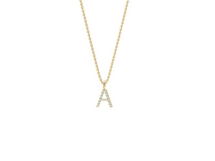 Letterhanger Diamond Letter Petite A in 14K geelgoud