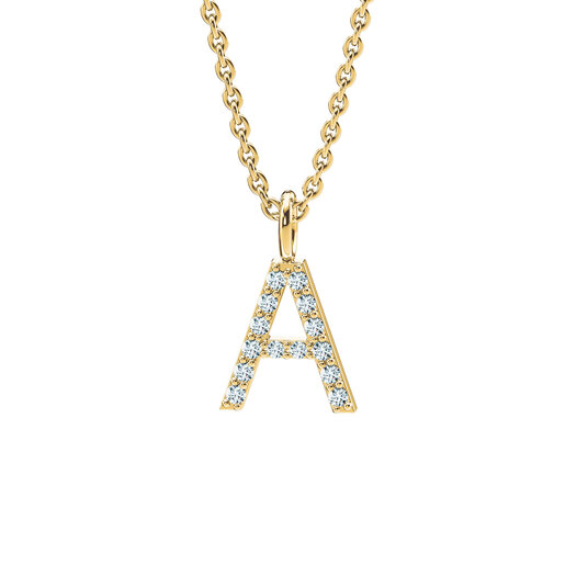Letterhanger Diamond Letter Petite A in 14K geelgoud