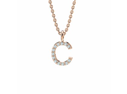 Letterhanger Diamond Letter Petite C in 18K roségoud, 45cm 1,5mm